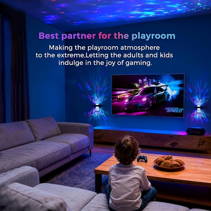 L LOHAS LED Night Light for Kids,Plug in Night Light with Light Sensor,Multi-Color Projector Light for Kids Playroom Ceiling Decor Home Theater Party