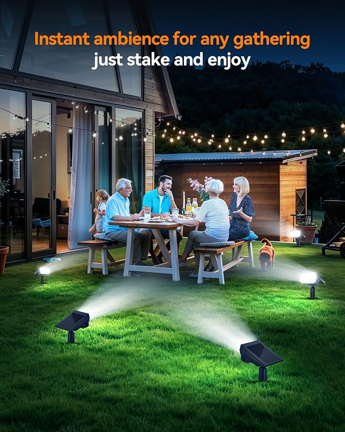 Solar Lights Outdoor Waterproof IP65, 56 LED 3 Lighting Modes Solar Spot Lights Outdoor, Solar Powered Landscape Lighting for Yard Pathway Garden, 8 Pack (Cool White)