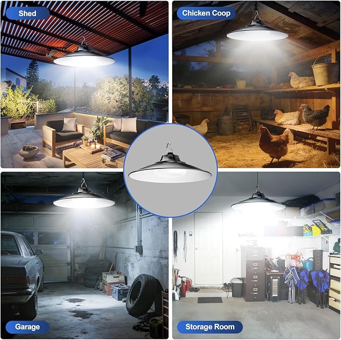 Otovoda Solar Shed Light Indoor Outdoor, Daytime Available Pendant Light with Pull String, 3 Lighting Modes, IP65 Waterproof, Dusk to Dawn Outdoor Light for Chicken Coop Barn Home Shop Gazebo Garage