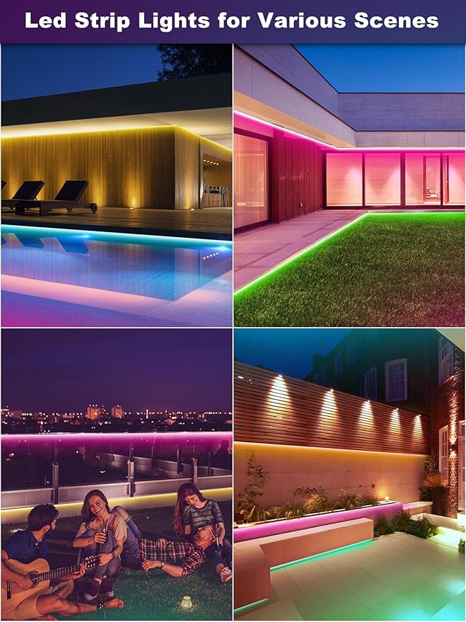 Ledagic Outdoor Led Strip Lights Waterproof 100ft (1 Roll), Ip65 Outside Led Light Strip Waterproof with Remote and App Control, Exterior Led Rope Lights Music Syne RGB Strip Lights for Bedroom Decor