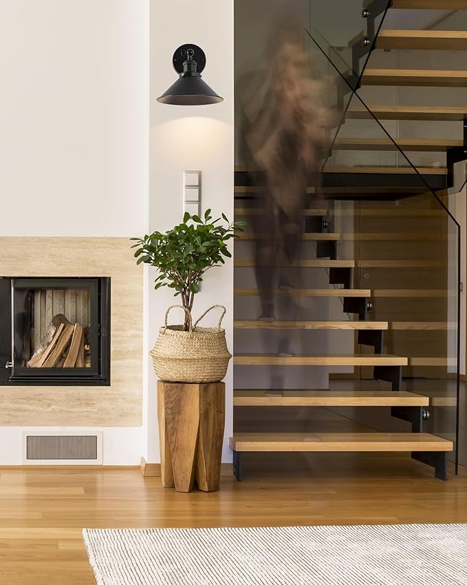 Bailoch Black Vintage Wireless Battery Operated Wall Sconces, Industrial Cordless Battery Powered Led Wall Lights Set of 2, Wall Lamp Fixture Indoor with Remote Control for Bedroom Farmhouse Gallery