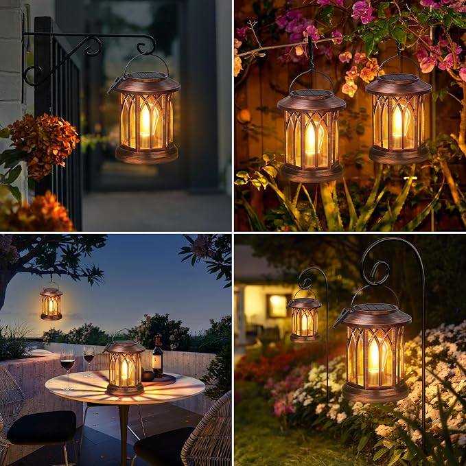 WdtPro Solar Lanterns Outdoor Hanging 6 Pack, Upgraded Bright Lantern Lights Outdoor Waterproof, Solar Powered Lantern Over 12Hrs Solar Lights for Outside Garden Yard Patio Decor (Copper)