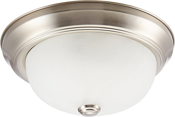 NUVO 60/197 Flush Mounted Dome Light Fixture, 11", Brushed Nickel/Alabaster Glass