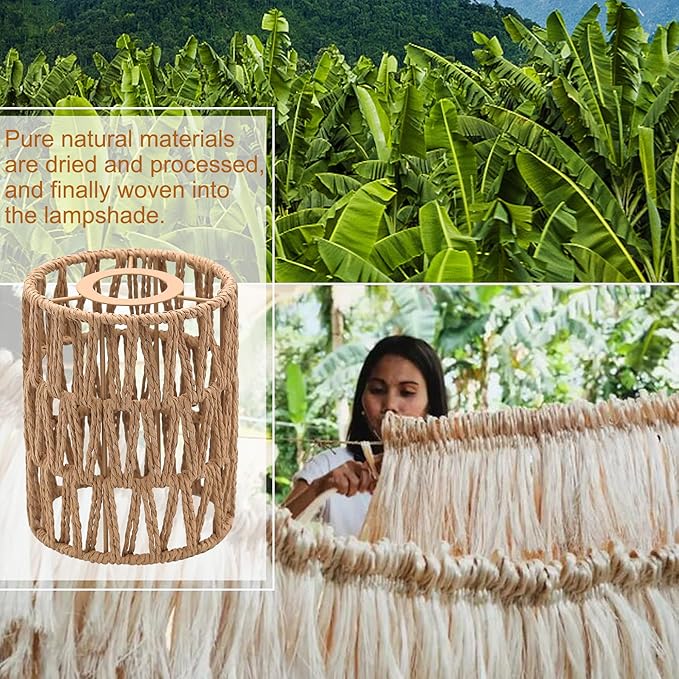4-Pack Boho Rattan Lamp Shades,5.9" H x 4.7" D Woven Small Shade Replacement 3-Tier 1.62in Fitter Farmhouse Pendant Light Cover for Chandelier Floor Wall Lamp(Brown)