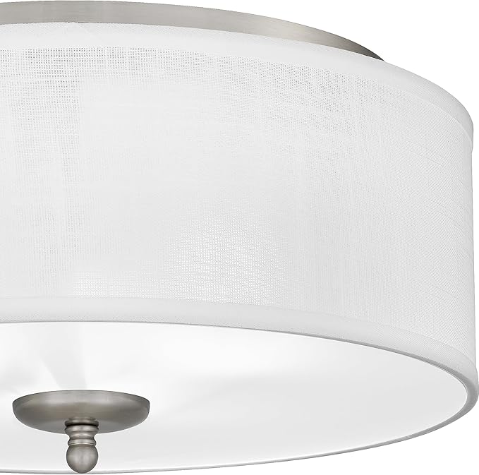 Quoizel Blanche 16" Flush Mount Ceiling Light with Premium Fabric Shade, Brushed Nickel, ETL Damp Rated for Kitchen or Bath