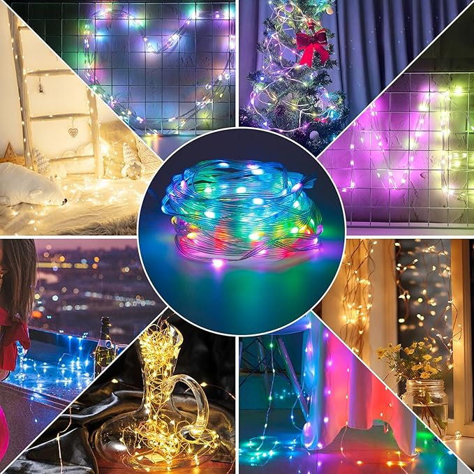 VIPMOON Fairy Lights Color Changing 2Pack, 33 ft 100 LED Twinkle String Lights with Remote & APP Control, USB Powered & IP65 Waterproof, Christmas Tree Lights Decoration for Bedroom Holiday Party