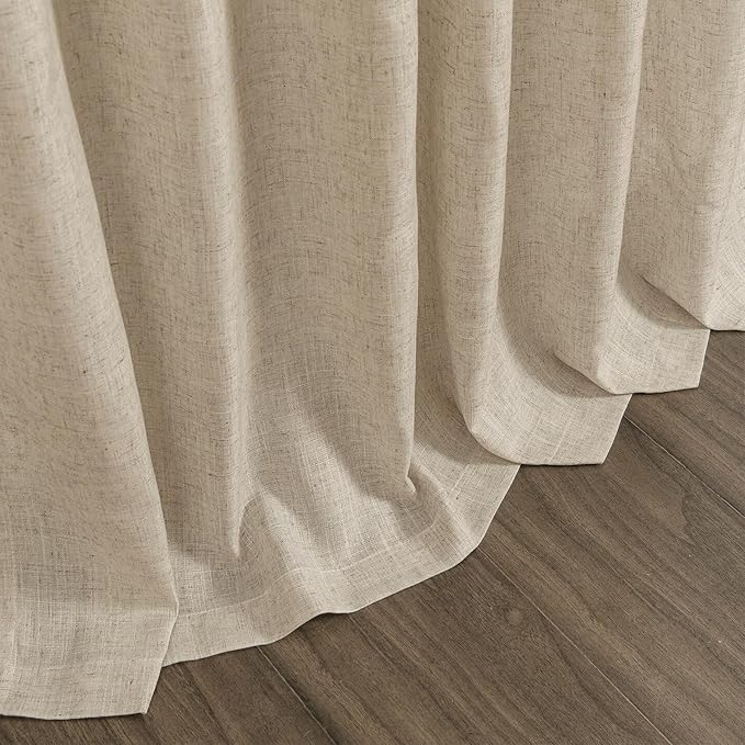 Taupe Burlywood Linen Curtains for Living Room 98 Inches Long Light Filtering Semi Sheer Curtain Back Tab Rustic Luxury Neutral Modern Farmhouse Decor Drapes for Bedroom Dinner Room 52x98, 2 Panels