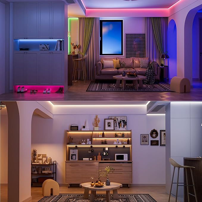 PAUTIX COB LED Strip Lights,20ft RGB+CCT 2700K-6500K White LED Lights,Dimmable Color Changing RGB LED Strip Light,with Remote/APP Control,for Kitchen Cabinets,Ceiling,Party DIY Lighting Projects