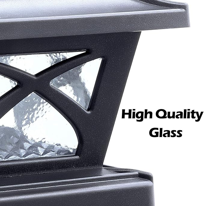 SIEDiNLAR Solar Post Cap Lights Outdoor Glass 2 Color Modes for 4x4 5x5 6x6 Wooden Vinyl Posts Fence Deck Patio Decoration RGB Color Changing/Warm White Lighting Black (4 Pack)