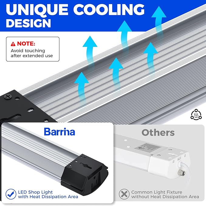 Barrina BS84 LED Shop Lights for Workshop 4FT, 84W, 10000LM, 6500K Linkable Light Fixture for Garage, Basement, Hanging or Flush Mount, 10 Packs
