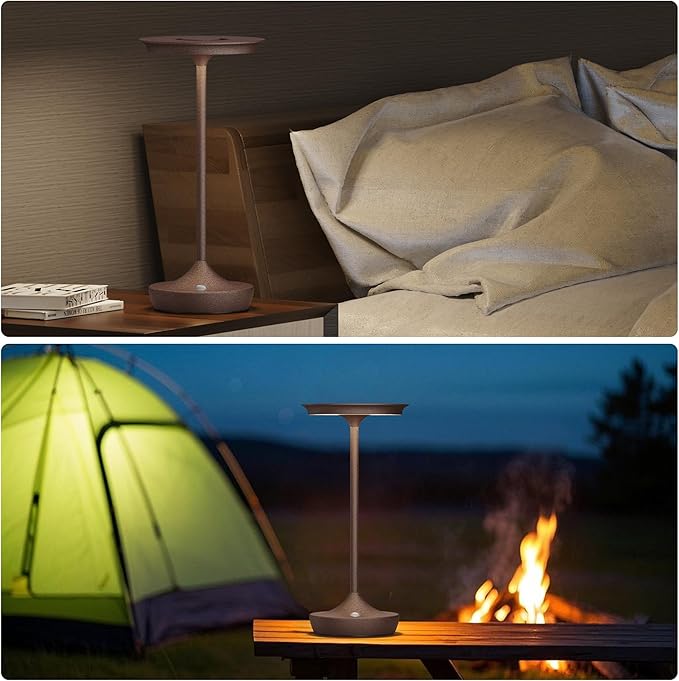 2 Pack LED Rechargeable Cordless Table Lamps, Portable Outdoor Battery Operated 3 Color Stepless Dimming Tables Light with Memory Function for Patio Restaurant Dining Room Rust