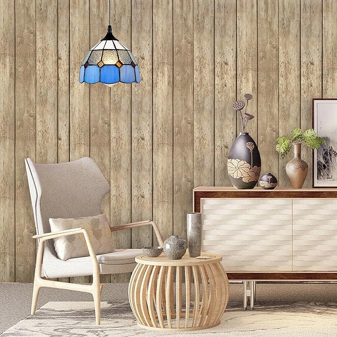 Tiffany Style Plug in Pendant Light Mini Chandelier with 16.4 Ft Hanging Cord and in Line On/Off Dimmer Switch, Vintage Swag Ceiling Lamp for Dining Room, Bedroom or Porch (7.9" in Width)