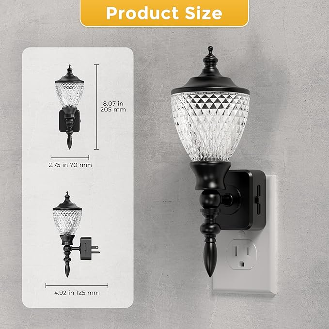 L LOHAS LED Night Lights Plug into Wall,Vintage Night Light with Dusk to Dawn Sensor,3000K Soft White,Brightness Adujstable,Farmhouse Nightlight for Bathroom Hallway