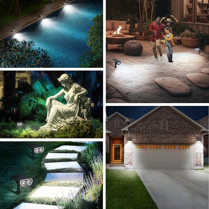 Linkind Solar Lights Outdoor StarRayS, Bright Solar Spot Lights Outdoor, IP65 Waterproof Spotlights for Garden Yard Landscape Walkway Patio Tree (Daylight, 10 Pack)