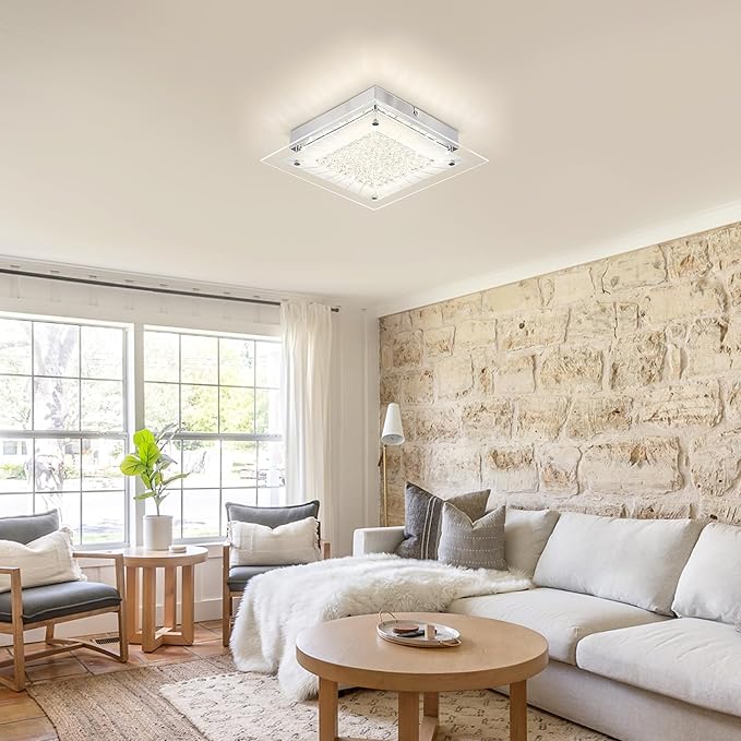Square Flush Mount Dimmable Light Fixtures - 11IN Kitchen, Bathroom, Living Room, Bedroom, Hallway Ceiling Lights