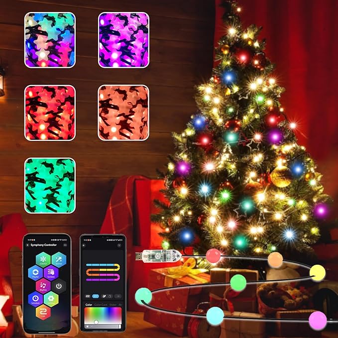 33Ft Smart Globe String Lights, Color Changing LED String Lights, Fairy Lights USB Plug in with Remote & App for Indoor Outdoor Christmas Party Camping Tree Tent Decor, Halloween