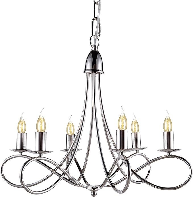 Elegant Lighting Lyndon Collection 6-Light Pendant Lamp, Polished Nickel Finish