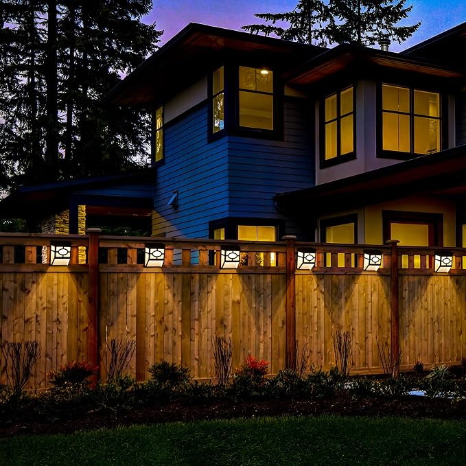 Solpex Solar Deck Lights,Solar Fence Lights, 2 Modes Christmas Decoration Lights,Unique Pattern, Waterproof Automatic Outside, Deck, Patio, Stairs, Yard, Steps, Path & Driveway (RGB & Black 8-Pack)