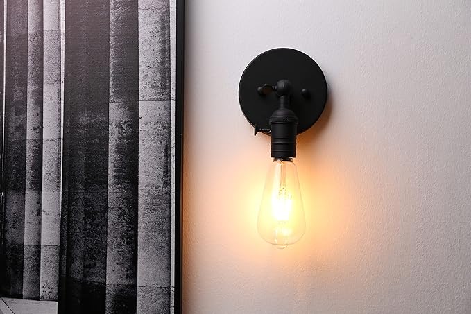 PERMO Minimalist Single Sconces Socket 1- Light Wall Sconce Lighting with On/Off Switch (Matte Black)