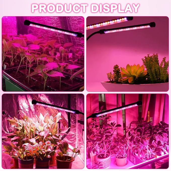 Grow Lights for Indoor Plants, Six Head Plant Light with Full Spectrum, LED Grow Lamps for Seed Starting with Adjustable Gooseneck, Suitable for Flowers Vegetables