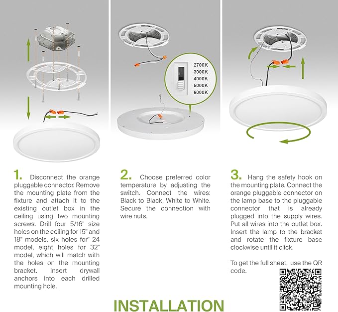 ASD LED 15" Round Flush Mount Ceiling Light Fixture, Low Profile Surface Lighting | 5CCT, Dimmable, Ultra-Thin, ETL Listed | 28W 2300LM 2700-6000K 100-277V | Kitchen, Bedroom, Hallway Lamp | White