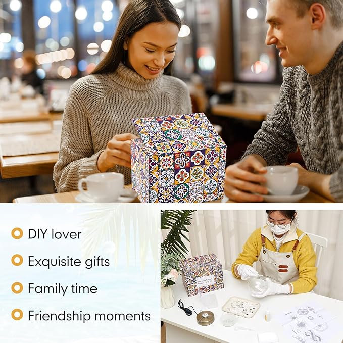 Baquler Turkish Mosaic Lamp Kit DIY Stained Glass Decorative Table Bedside Night Light Tabletop Bohemian Moroccan Lamp Craft Kit for Living Room Decorations (White)