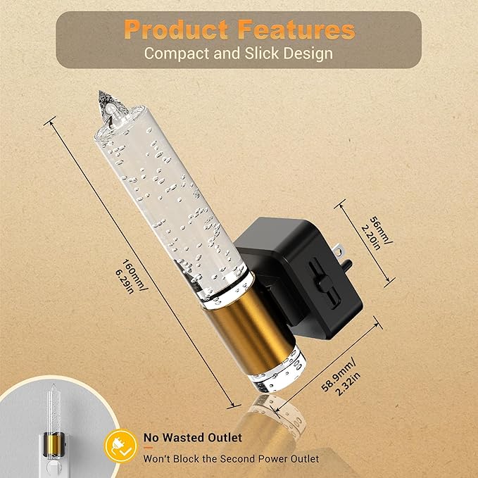 JandCase Night Light, Flameless Candle Night Lights Plug into Wall, Dusk to Dawn Sensor Aesthetic Automatic Nightlight, Dimmable Amber LED Nightlights, Decorative nite light for Adults Bathroom,1 Pack