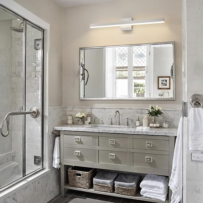Nickel Bathroom Vanity Light 31.5 inch, 26W Dimmable 5CCT LED Bathroom Light Fixture Over Mirror Restroom-ETL Certificated