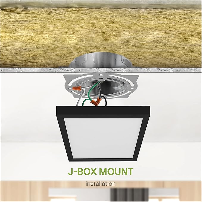ASD LED 5" Square Flush Mount Light | 10W 740LM 3000-5000K 120V | 3CCT, Dimmable, Ultra Slim, ETL Listed | Thin Surface Lamp, Bedroom Ceiling Lighting | Black, 6 Pack