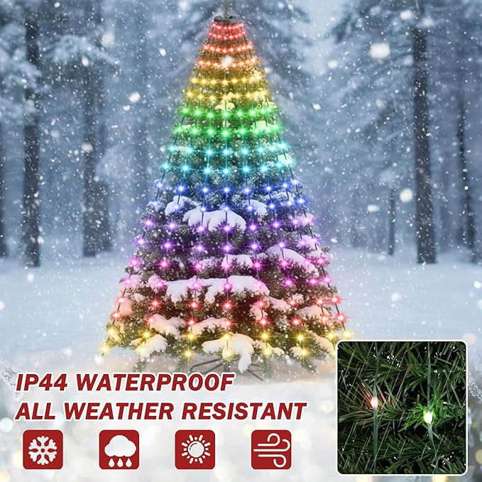 Smart Christmas Tree Lights, 200 LEDs Christmas String Lights with Remote Control & APP for Indoor Outdoor , 6.6FT x 10 Lines Fairy Lights with DIY scenarios 24 Modes for Xmas Tree Decorations