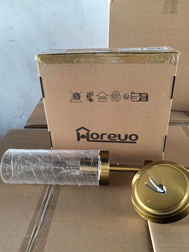 HOREVO Brushed Gold Wall Sconce, Modern Hardwired Light Fixture for Bathroom Vanity, Bedroom, Hallway, E26/E27 Compatible, Bulb Not Included