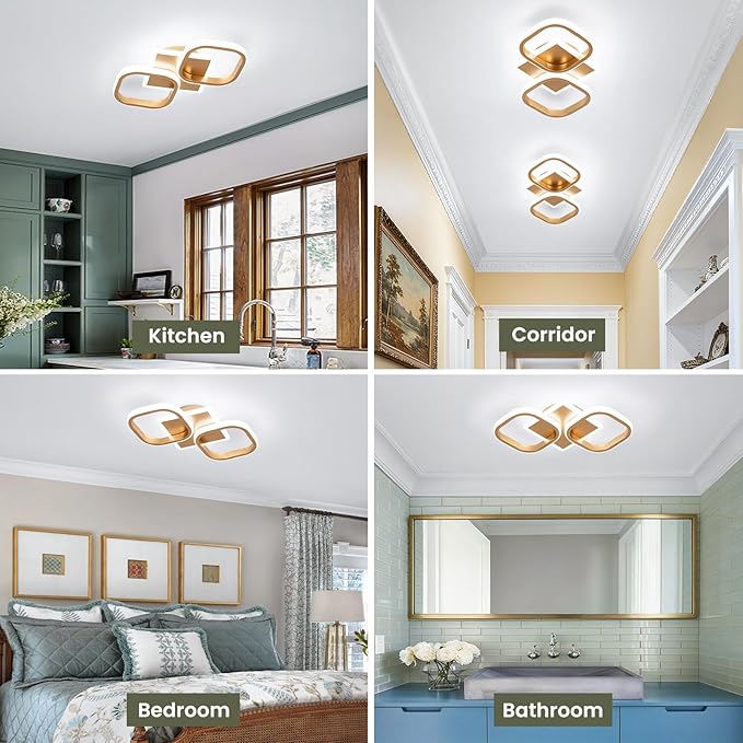 ElDISUNY Modern Ceiling Lights LED 30W Black Elegant Square Lamp LED Ceiling Lights Fixture for Hallway Office Kitchen Living Room Bedroom Dining Room -30w Cool White 6000K