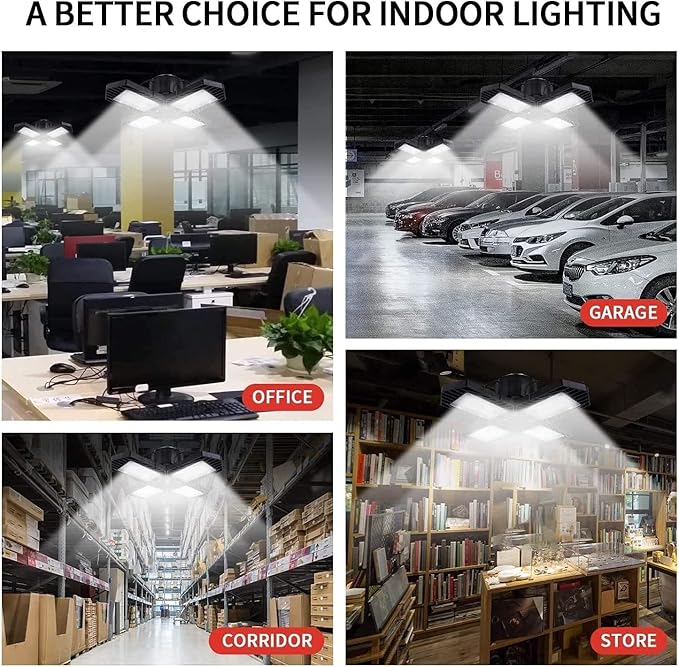 LED Garage Lights,100W Deformable Led Garage Lighting 10000LM E26 Daylight 6000K LED Garage Ceiling Lighting Super Bright Adjustable Garage Lights for Garage,Warehouse (100W-16Pack)