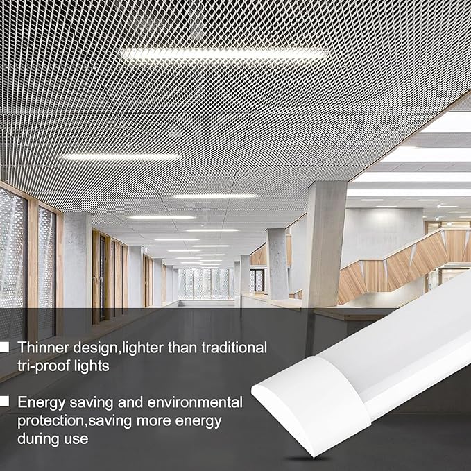 KILIPOL 2FT LED Batten Light, Ceiling Surface Mounted Slim LED Tube Lights, 20W 4000K Neutral White for Office, Shop, Garage, Home, 8 Packs