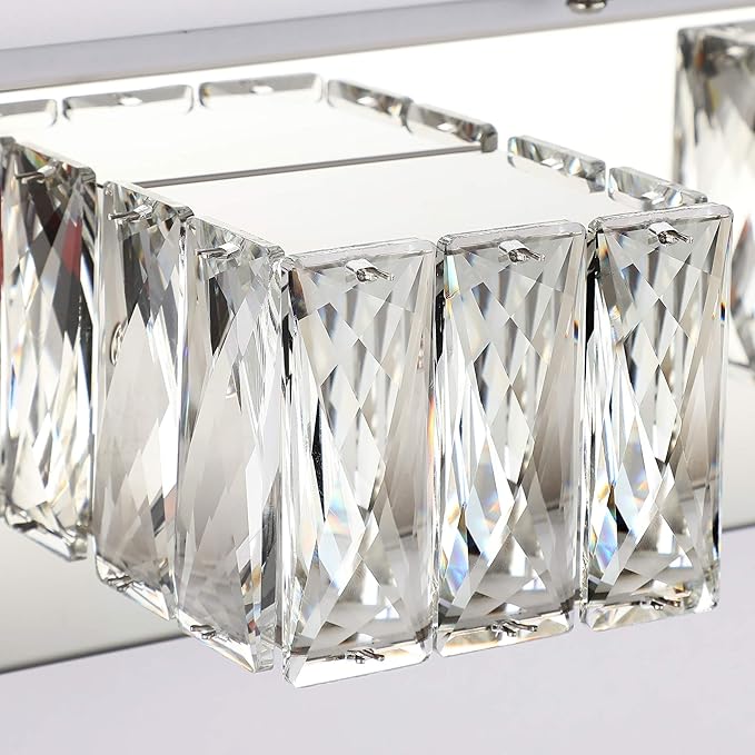 ZUZITO Chrome Bathroom Light Fixtures - Crystal 3 Lights Modern Bathroom Vanity Light - 18 Watt Dimmable LED Vanity Lights for Small Bath