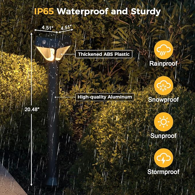 XMCOSY+ Smart Solar Pathway Lights, Bluetooth APP Control with Motion Sensor, 150LM RGBCW Color Changing Landscape Lighting for Yard, Garage, Garden, Lawn, IP65 Waterproof, 2 Pack