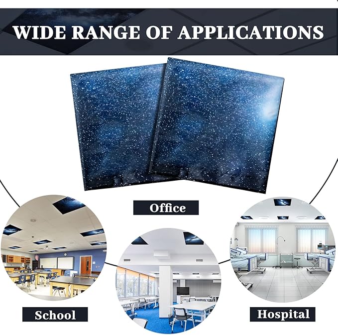 Hortsun 6 Pcs Fluorescent Light Covers - 4 x 2 Feet Magnetic Light Filters, Ceiling Lights Covers for Classroom Fluorescent Shade, Hospitals, School Office Cubicle Decor(Milky Way)