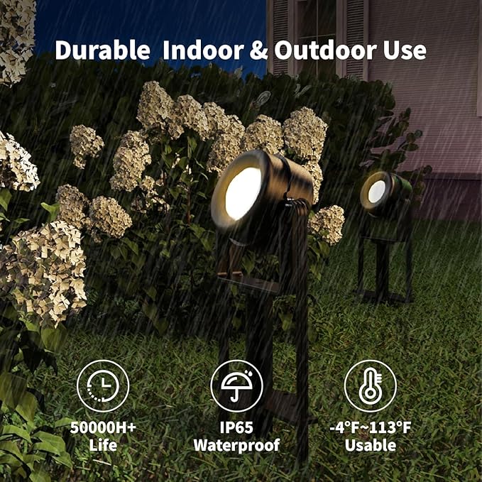 HISTAR Low Voltage Landscape Lighting with Bluetooth App Control & Remote, Outdoor Spot Lights for Fence Tree Pathway Lawn Decor, IP65 Waterproof All-in-One Permanent Outdoor Lights (8pack-RGBW)