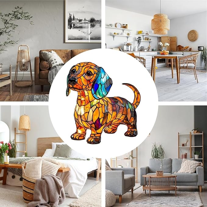 Retro Dachshund Colorful Resin Table Lamp, 3D Cute Pet LED Night Light, Dog Series Art Night Light, Fun Gift for Dog Lovers (Dachshund)