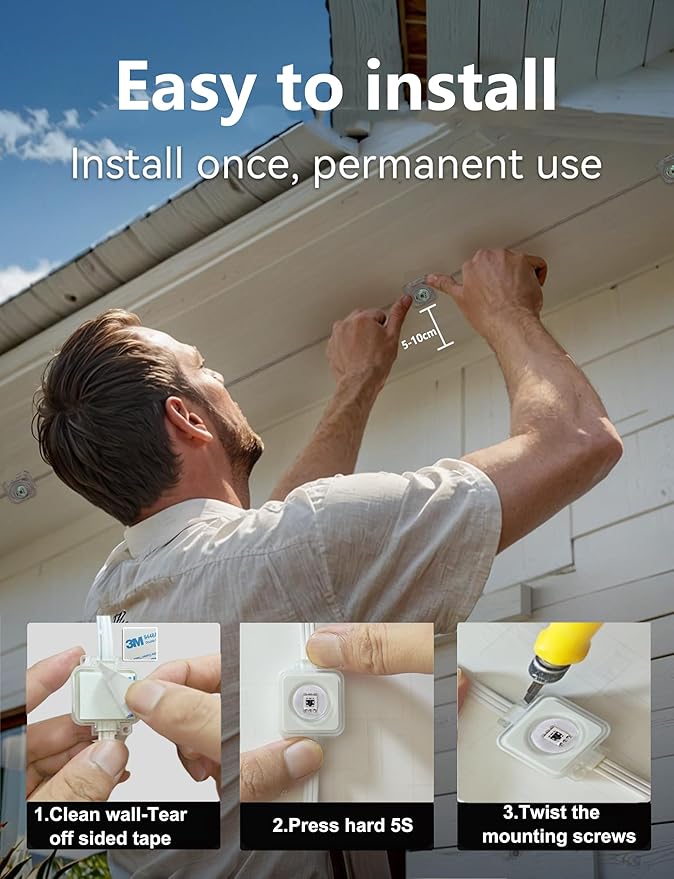 Permanent Outdoor Lights for House, 100ft with 60 LEDs Under Eaves Lighting, Smart RGBW+IC Outdoor Christmas Lights APP/Remote Control, DIY Scene, IP67 Waterproof for Holiday & Daily Decor