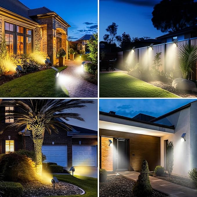 nipify 12 Pack Solar Lights Outdoor Waterproof, 3 CCT Solar Spot Lights with 2 Brightness Landscape Spotlights for Outside Garden Yard Trees