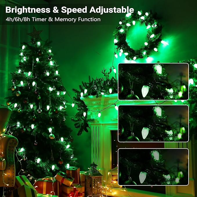 Brizled C9 RGB Christmas Lights, 35FT 54 LED Color Changing Outdoor Christmas Lights, Connectable Halloween Light with Remote, Dimmable Waterproof for Christmas Tree Light Xmas Tree Party Indoor Decor