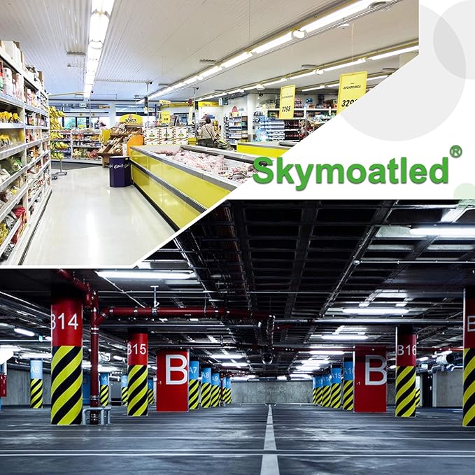 Skymoatled 4Pack 8FT LED Shop Light Garage Lights,100W 6000K 15000LM White Light,Hanging/Surface Mount,Plug and Play,Super Bright T8 Tube Light,Linkable LED Shop Lights for Warehouse Workshop Basement