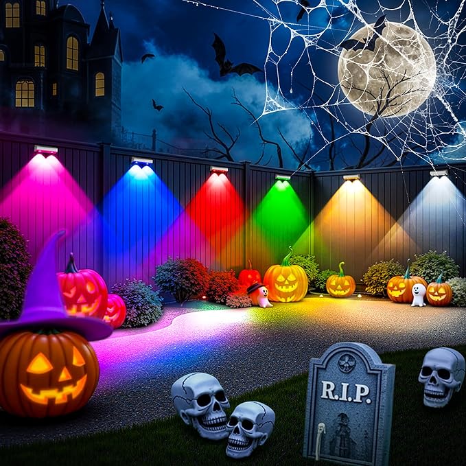 SOLPEX Solar Fence Lights Outdoor, 9 Fixed Colors & Color Changing Fence Solar Lights Outdoor Waterproof IP65, LED Deck Lighting for Backyard Wall Step Patio Railing Pool Porch (8 Pack)