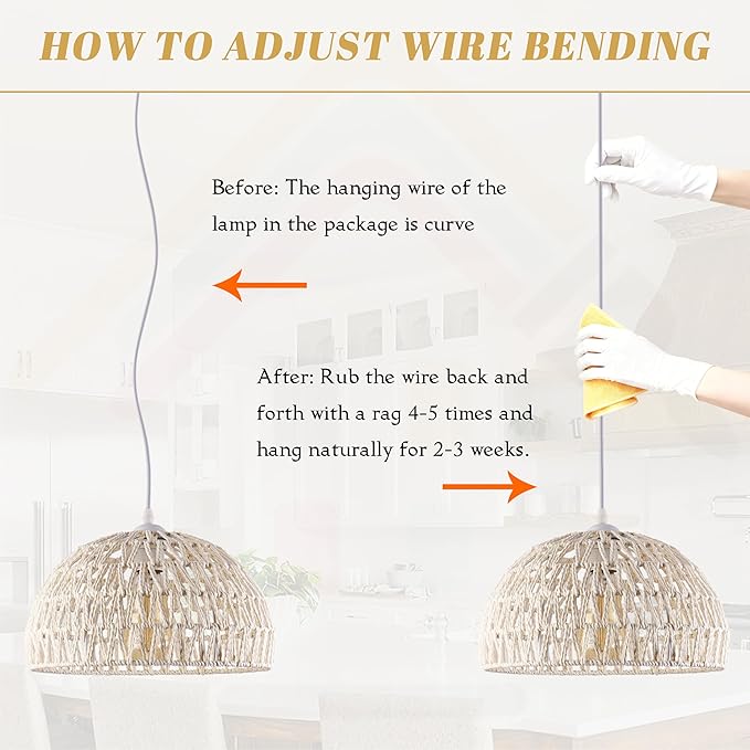 17.6 inch Cream Woven Pendant Light Wicker Pendant Lights 3-light Rattan Light Fixture Boho Chandelier Farmhouse Chandelier Dome Pendant Light for Dining Room Living Room Bedroom(Bulb Incl