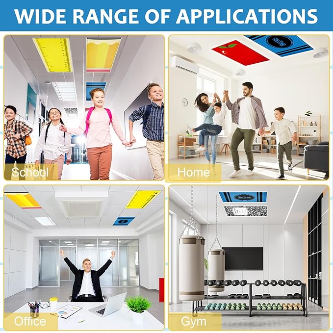 QOUBAI 6PCS Fluorescent Light Covers, 4x2 Feet Magnetic Light Cover Fluorescent Lights Shade Panel Positive Inspirational Ceiling Lights Filters for Office Classroom Home Drop Ceiling Everyone Spots