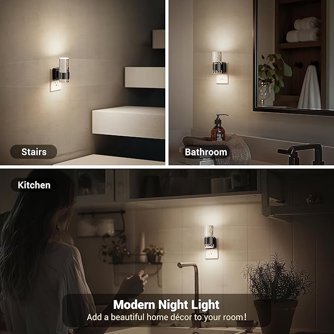 JandCase Night Light, Night Lights Plug into Wall,LED Nightlight with Adjustable Brightness, 5000K,Automatic Night Light Plug in with Auto Light Sensor for Bathroom Hallway Room Decor