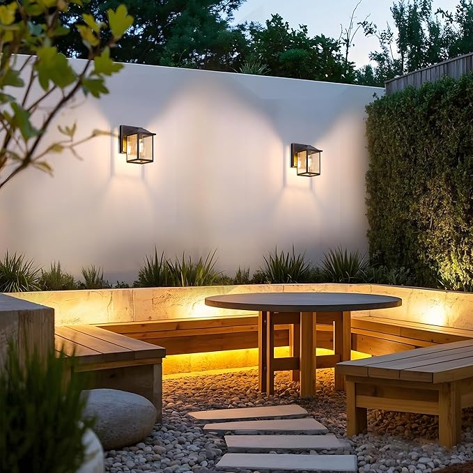 MATAMEYE Outdoor Wall Lantern, Exterior Waterproof Wall Sconce Light Fixture, Dark Chocolate Front Door Mounted Lighting with Glass, Anti-Rust Porch Lamp