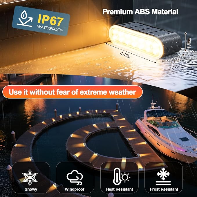 Solar Step Lights for Outside, 6-Pack Stair Light Outdoor Waterproof IP67, 14 LED Warm White Light Solar Powered Lighting for Steps, Stairs, Deck,Patio, Walkway, Front Porch Decor