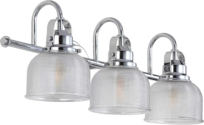JONATHAN Y 25.25" Chrome Modern Bathroom Vanity Light, 3-Light LED Wall Sconce, Clear Glass Bell Shade for Mirror Hallway Kitchen, ETL Listed, LED Bulb Included (JYL7409A)